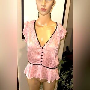 Milly Pink with black accent Blouse